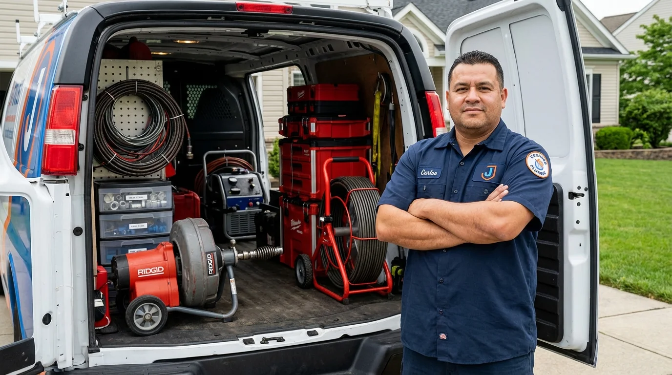 Professional drain cleaning equipment and Johns Plumbing LLC plumber in Durham